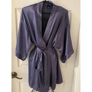 Victorias Secret Satin Robe Purple Kimono Wrap Lounge Sleepwear M/L Lingerie EUC